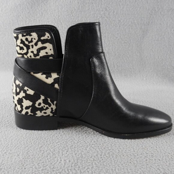MICHAEL KORS SALEM Black Leather/Spotted Pony Hair ANKLE BOOTIES SIZE 6M 60799 - Picture 3 of 4